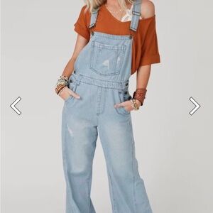 Three Bird Nest-NWOT-Milly Distressed Hem Wide Leg Overall (MED)